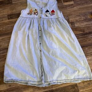 Women's Denim Midi Button Up Jumper with Embroidered Accents